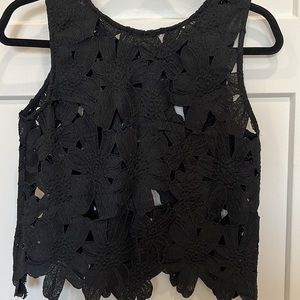 Cut out, Floral Black Top